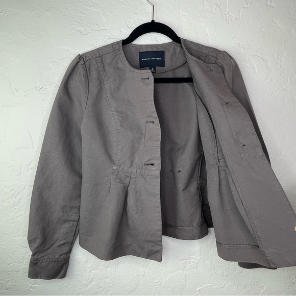 Banana Republic Gray Jacket Lightweight Women’s Size 4 Linen Cotton Blend - Picture 5 of 15